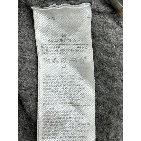 Banana Republic Gray Merino Extra Fine Wool Sweater Waffle Knit Henley Mens M - Picture 4 of 7